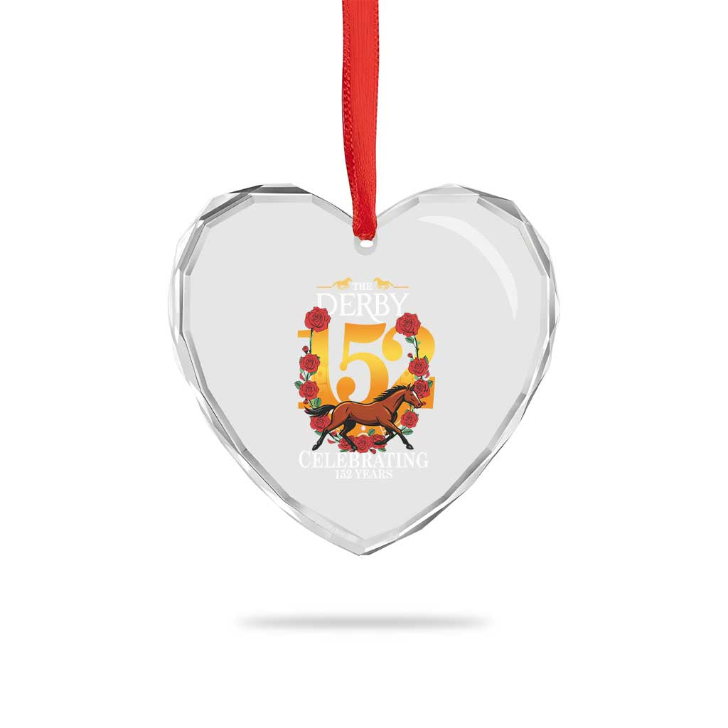 Celebrating 152 Years Horse Racing Anniversary Horseshoe Graphic Heart Crystal Glass Ornament Elegant Run Lucky Charm Floral 152nd Anniversary TS02 Print Your Wear