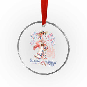 Celebrating 250 Years of American Spirit Flamingo Crystal Glass Ornament Cute Patriotic Tropical Bird Summer Landmarks Fireworks