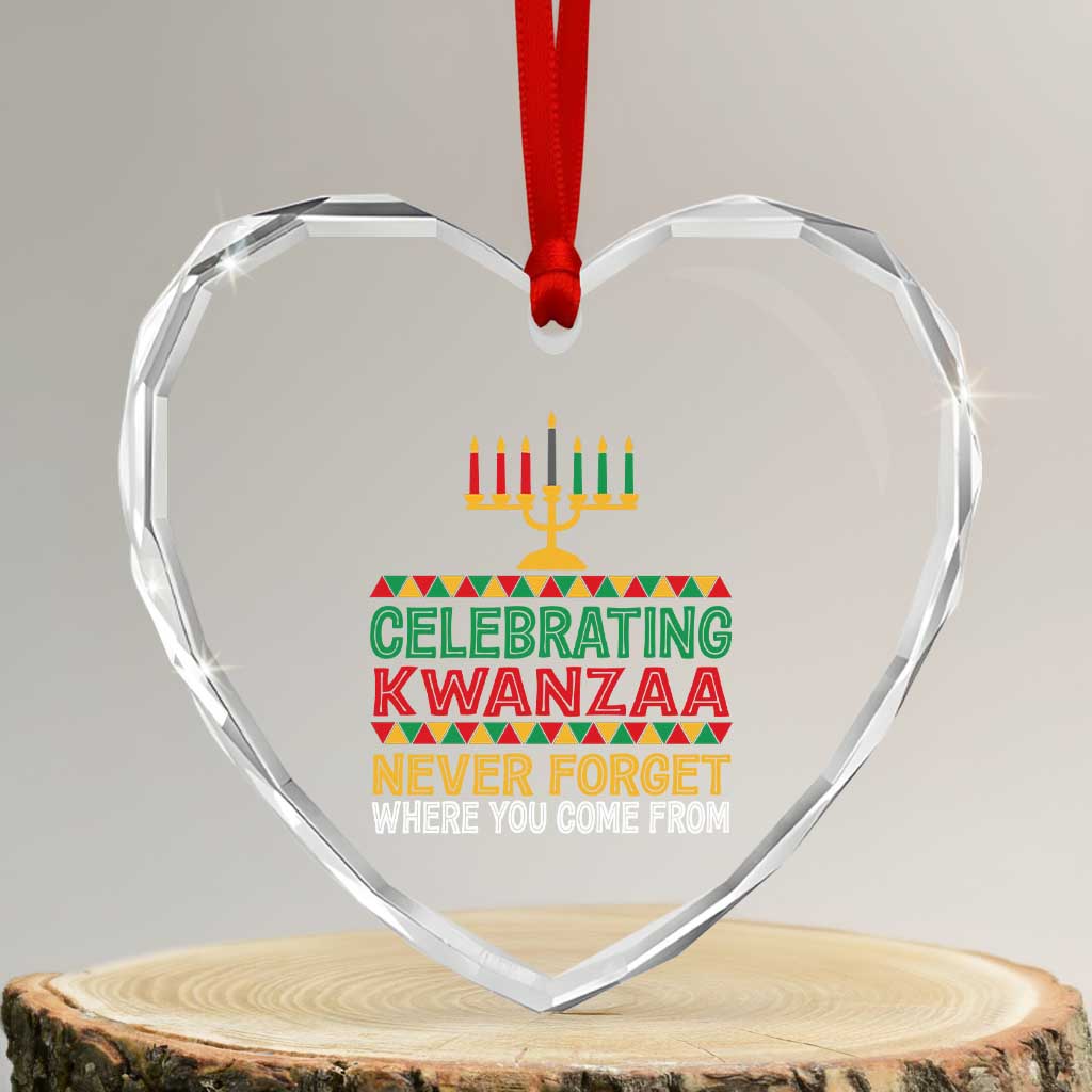 Celebrating Kwanzaa Never Forget Where You Come From Kinara Candle Heart Crystal Glass Ornament TS11 Transparent Glass 3'' Heart Print Your Wear