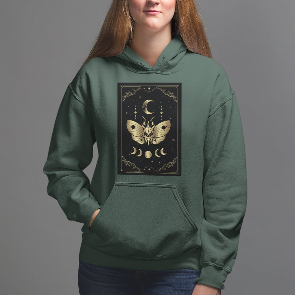 Celestial Dark Academia Death Head Moth Tarot Card Hoodie TS02 Dark Forest Green Printyourwear