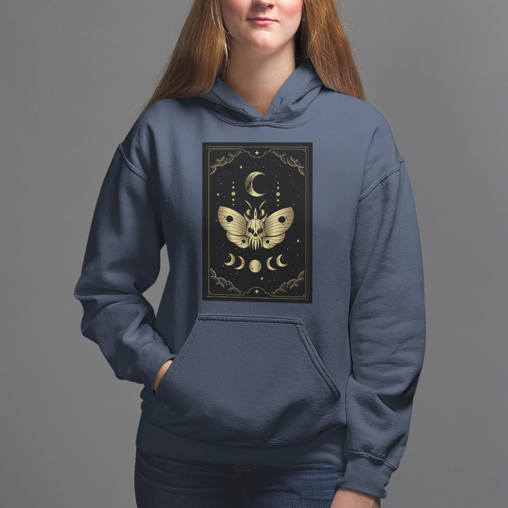 Celestial Dark Academia Death Head Moth Tarot Card Hoodie TS02 Navy Printyourwear