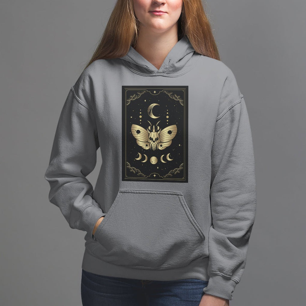 Celestial Dark Academia Death Head Moth Tarot Card Hoodie TS02 Charcoal Printyourwear