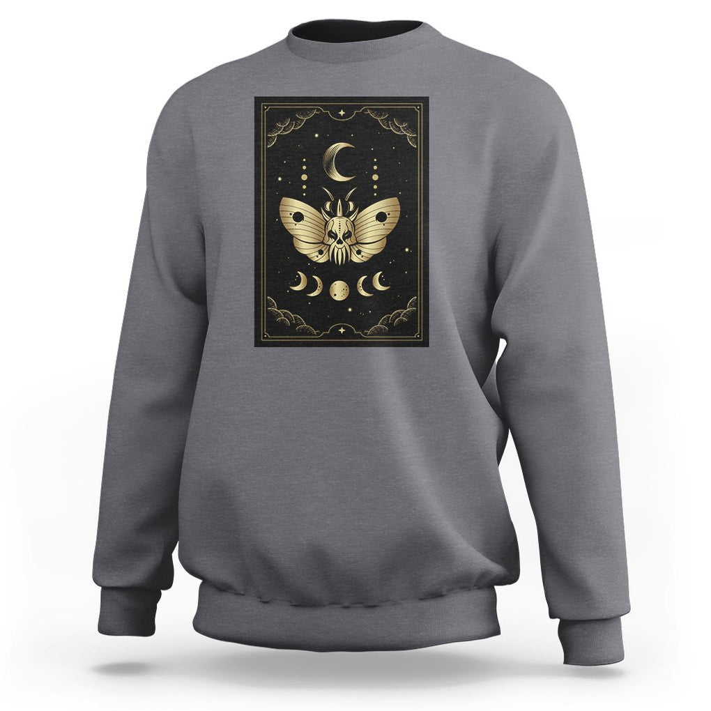 Celestial Dark Academia Death Head Moth Tarot Card Sweatshirt TS02 Charcoal Printyourwear