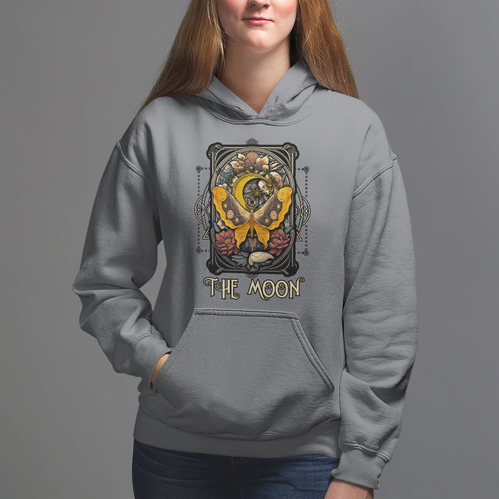 Celestial Floral Luna Moth Tarot Card The Moon Hoodie TS02 Charcoal Printyourwear
