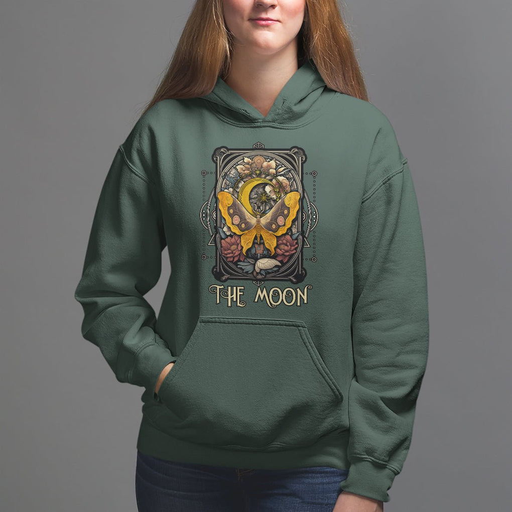 Celestial Floral Luna Moth Tarot Card The Moon Hoodie TS02 Dark Forest Green Printyourwear