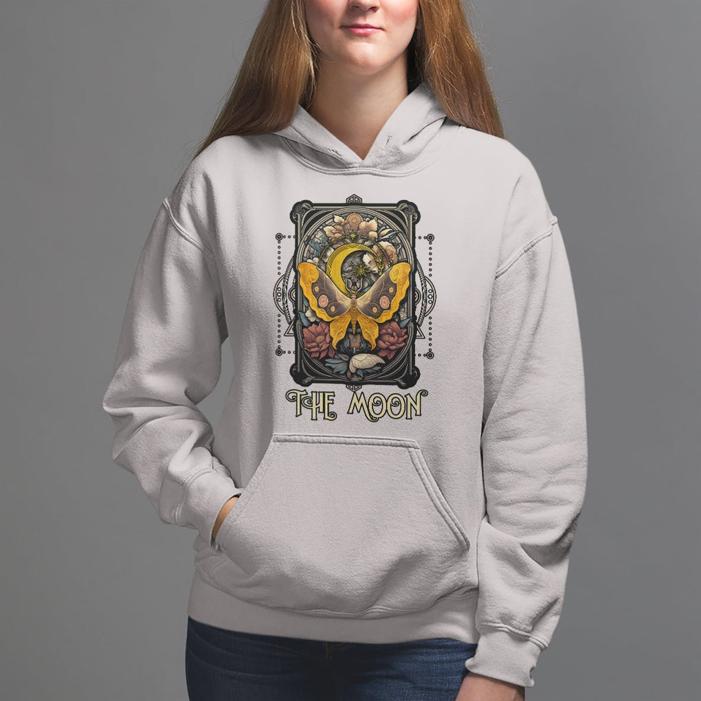 Celestial Floral Luna Moth Tarot Card The Moon Hoodie TS02 Ice Gray Printyourwear