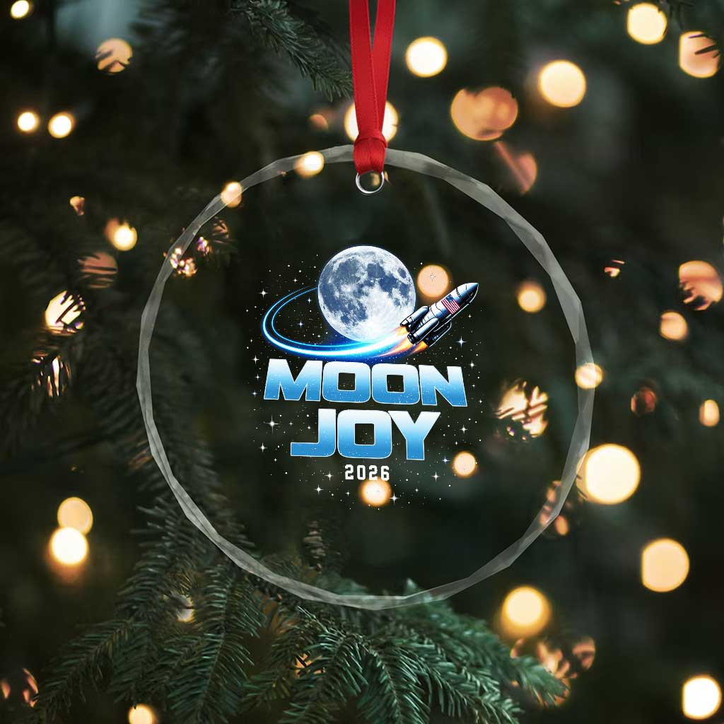 Celestial Moon Joy 2026 Crystal Glass Ornament Rocket Launch '26 Lunar Mission Celebration TS02 Print Your Wear