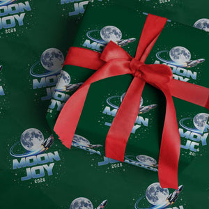 Celestial Moon Joy 2026 Wrapping Paper Roll Rocket Launch '26 Lunar Mission Celebration TS02 Green Print Your Wear
