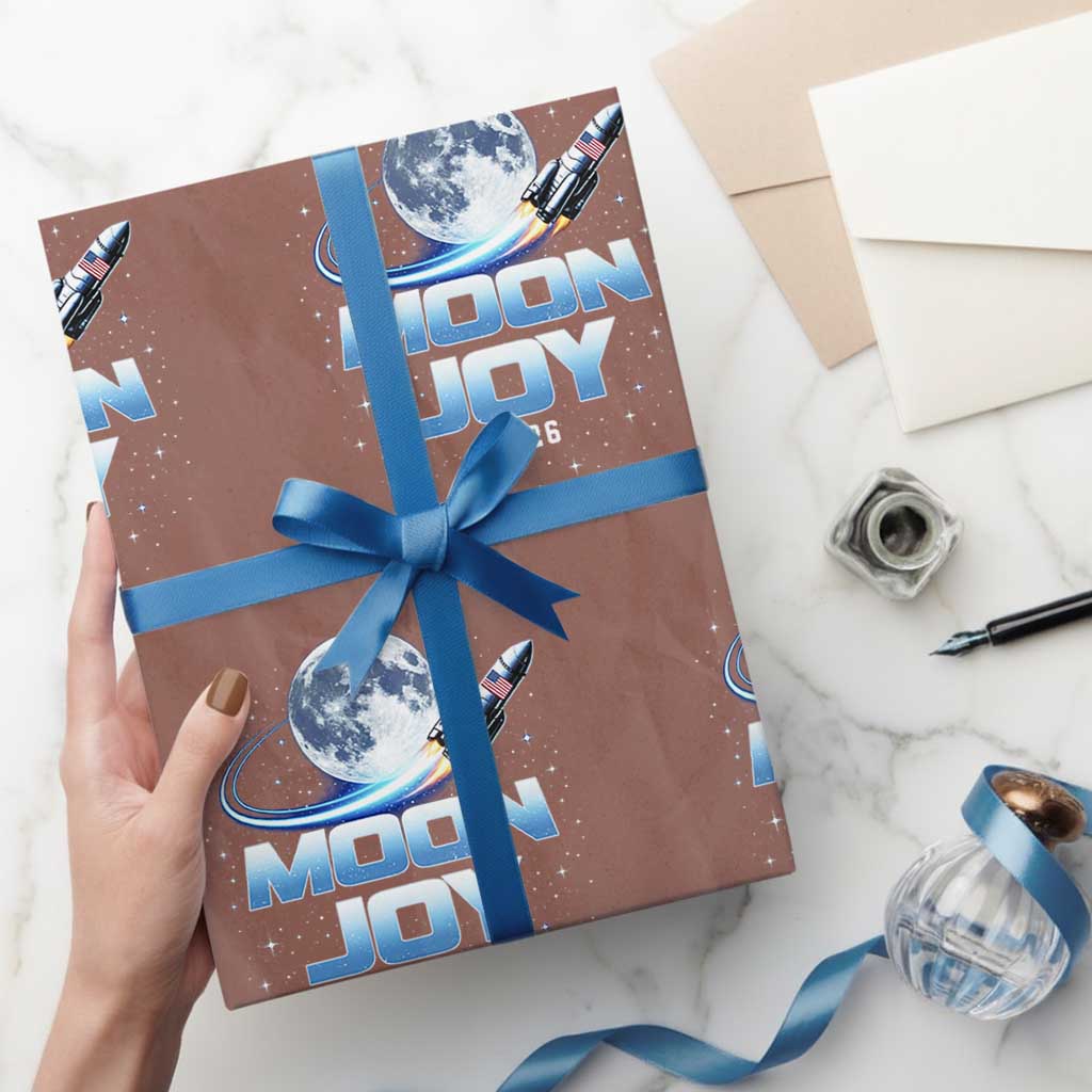 Celestial Moon Joy 2026 Wrapping Paper Roll Rocket Launch '26 Lunar Mission Celebration TS02 Mocha Print Your Wear