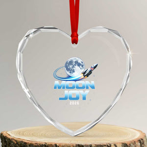 Celestial Moon Joy 2026 Heart Crystal Glass Ornament Rocket Launch '26 Lunar Mission Celebration TS02 Transparent Glass 3'' Heart Print Your Wear