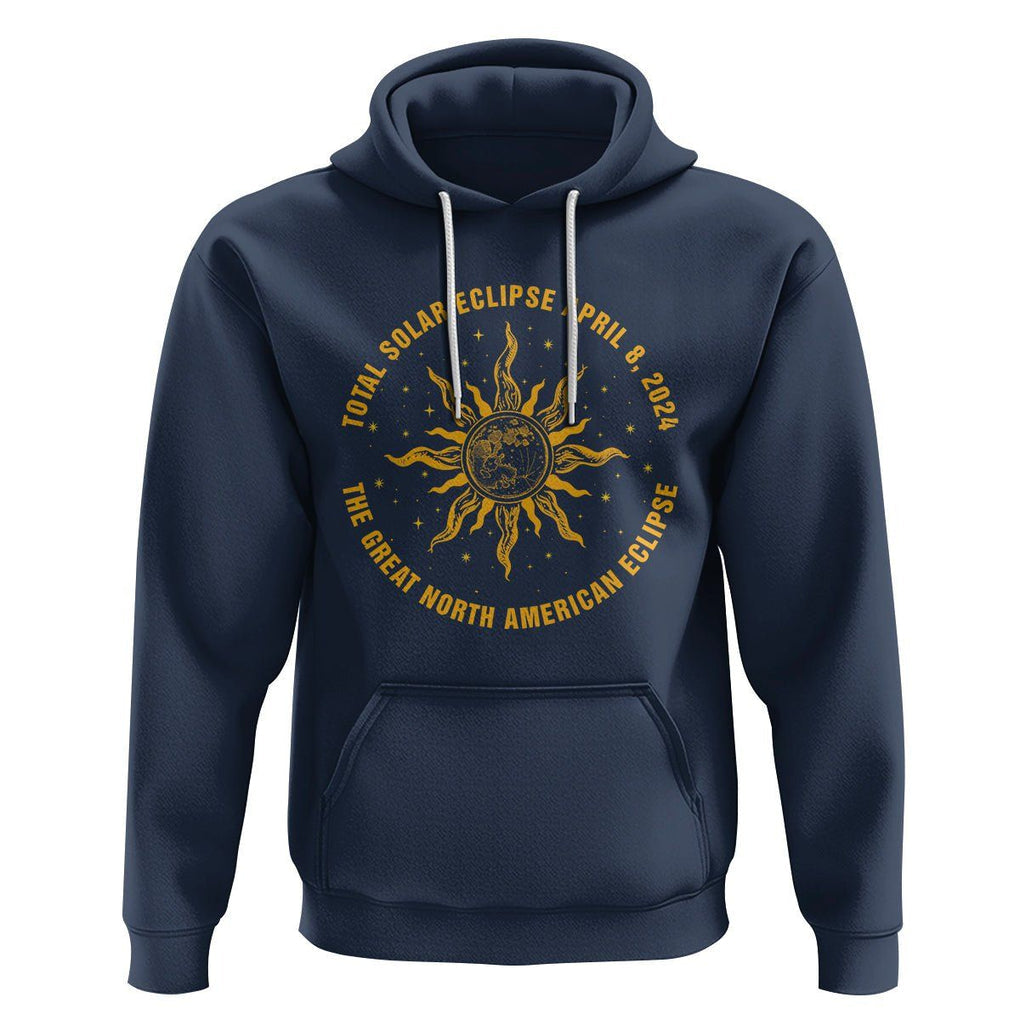 Celestial Total Solar Eclipse Hoodie April 8 2024 The Great North American Eclipse TS02 Navy Printyourwear