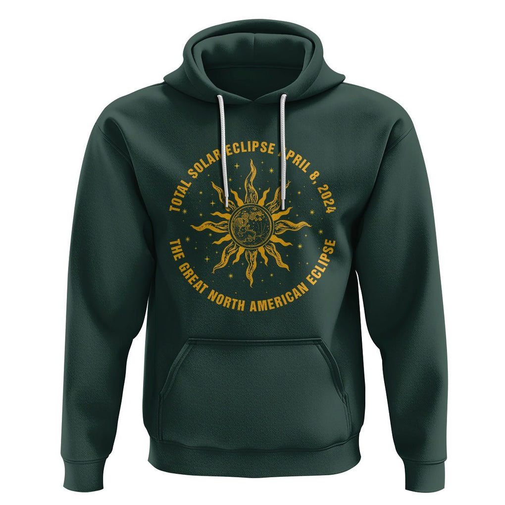 Celestial Total Solar Eclipse Hoodie April 8 2024 The Great North American Eclipse TS02 Dark Forest Green Printyourwear