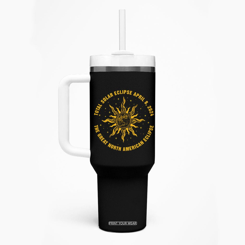 Celestial Total Solar Eclipse Tumbler With Handle April 8 2024 The Great North American Eclipse TB02 Printyourwear