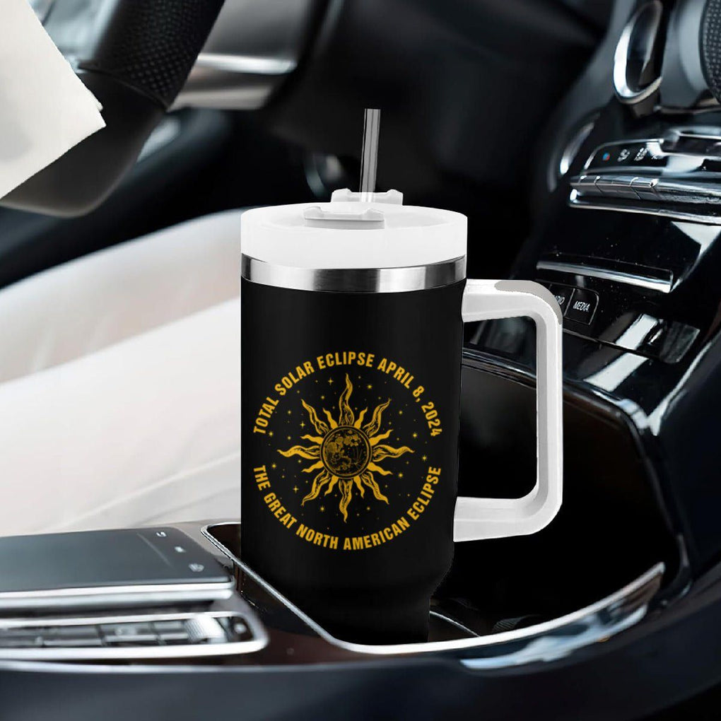 Celestial Total Solar Eclipse Tumbler With Handle April 8 2024 The Great North American Eclipse TB02 Printyourwear