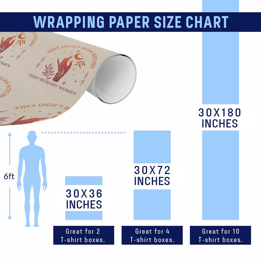 Celestial Witchy Feminist Wrapping Paper Roll They Didn't Burn Witches They Burned Women TS02 Print Your Wear