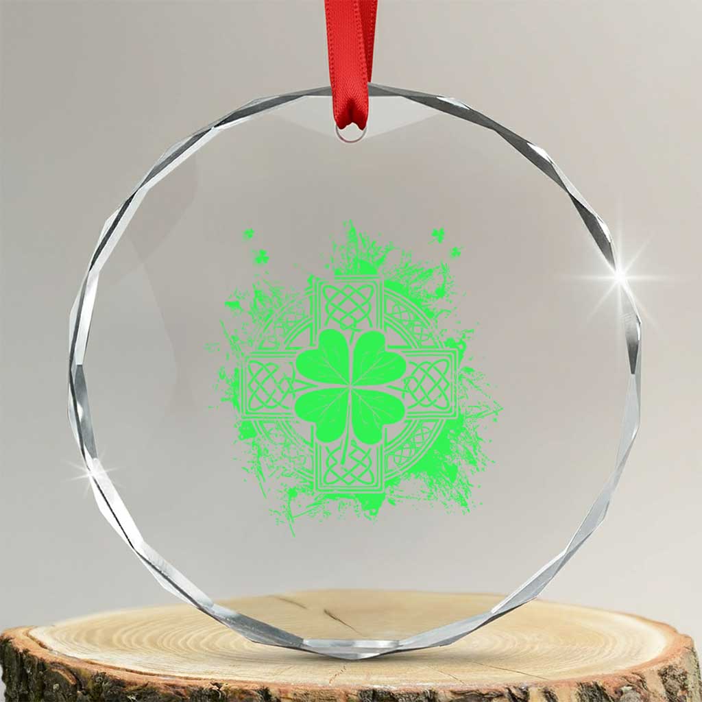 Celtic Knot Irish Shamrock Crystal Glass Ornament St Patricks Day TS02 Transparent Glass 3'' Circle Print Your Wear