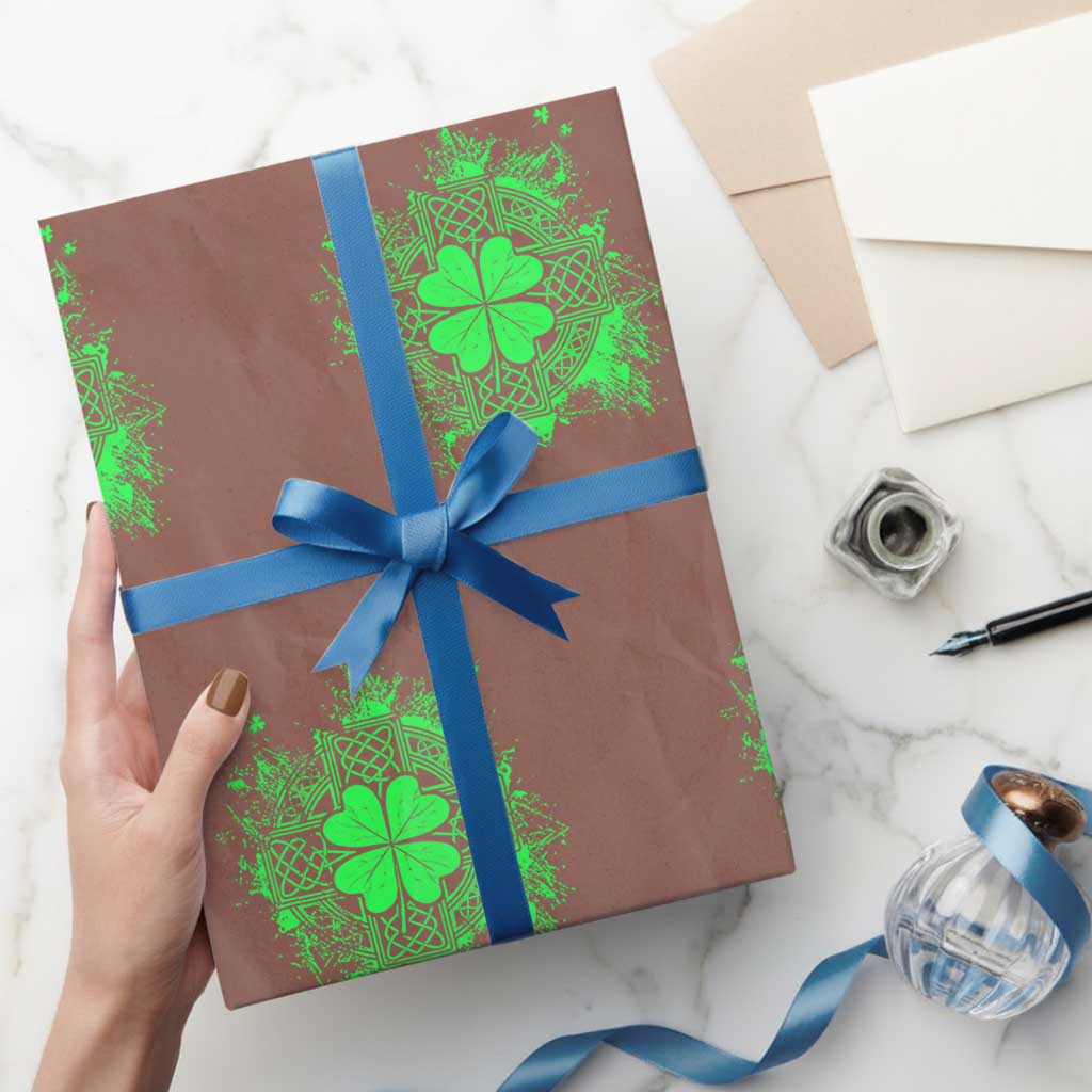 Celtic Knot Irish Shamrock Wrapping Paper Roll St Patricks Day TS02 Mocha Print Your Wear