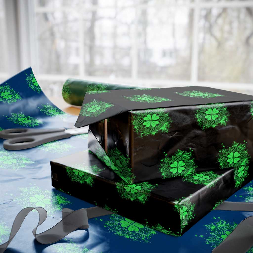 Celtic Knot Irish Shamrock Wrapping Paper Roll St Patricks Day TS02 Black Print Your Wear