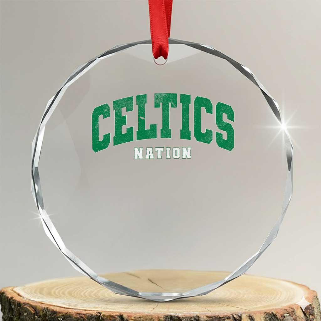Celtic Nation Crystal Glass Ornament Sports Varsity Aesthetic Letters Cap TS11 Transparent Glass 3'' Circle Print Your Wear