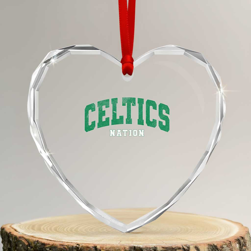 Celtic Nation Heart Crystal Glass Ornament Sports Varsity Aesthetic Letters Cap TS11 Transparent Glass 3'' Heart Print Your Wear