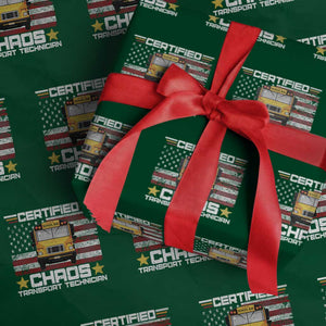 Certified Chaos Transport Technician Wrapping Paper Roll Patriotic School Bus Driver USA American Flag