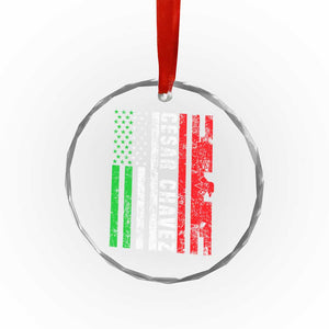 Cesar Chavez Crystal Glass Ornament American Mexican Flag Patriotic Mexico Distressed TS02 Print Your Wear