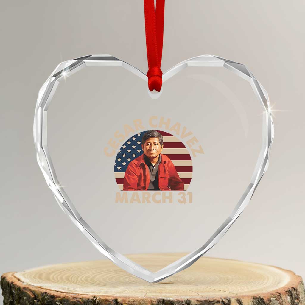 Cesar Chavez Day Heart Crystal Glass Ornament March Holiday Hispanic Heritage American Flag TS11 Transparent Glass 3'' Heart Print Your Wear