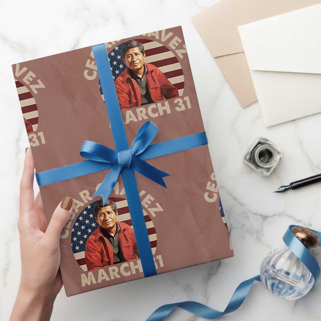Cesar Chavez Day Wrapping Paper Roll March Holiday Hispanic Heritage American Flag TS11 Mocha Print Your Wear