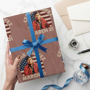 Cesar Chavez Day Wrapping Paper Roll March Holiday Hispanic Heritage American Flag TS11 Mocha Print Your Wear