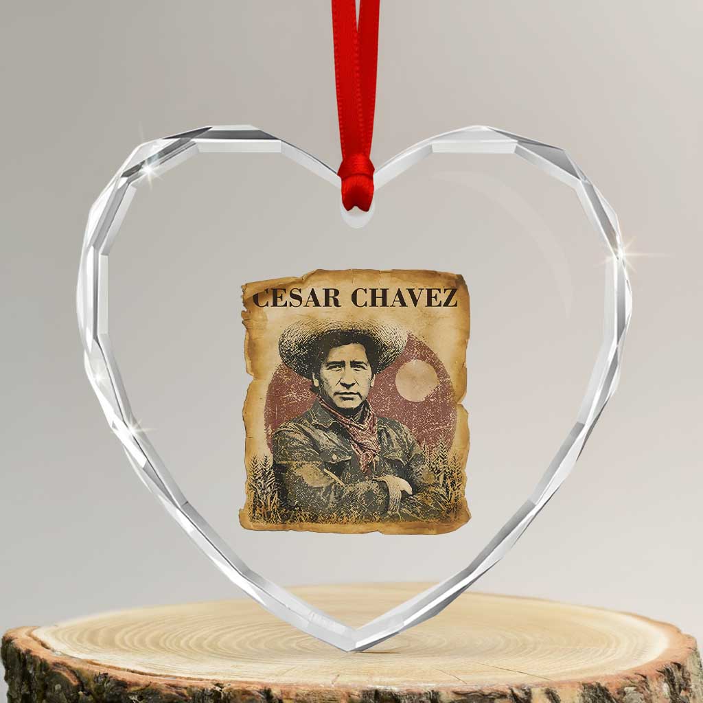 Cesar Chavez Heart Crystal Glass Ornament Hispanic Heritage Mexican American Pride Latino TS14 Transparent Glass 3'' Heart Print Your Wear