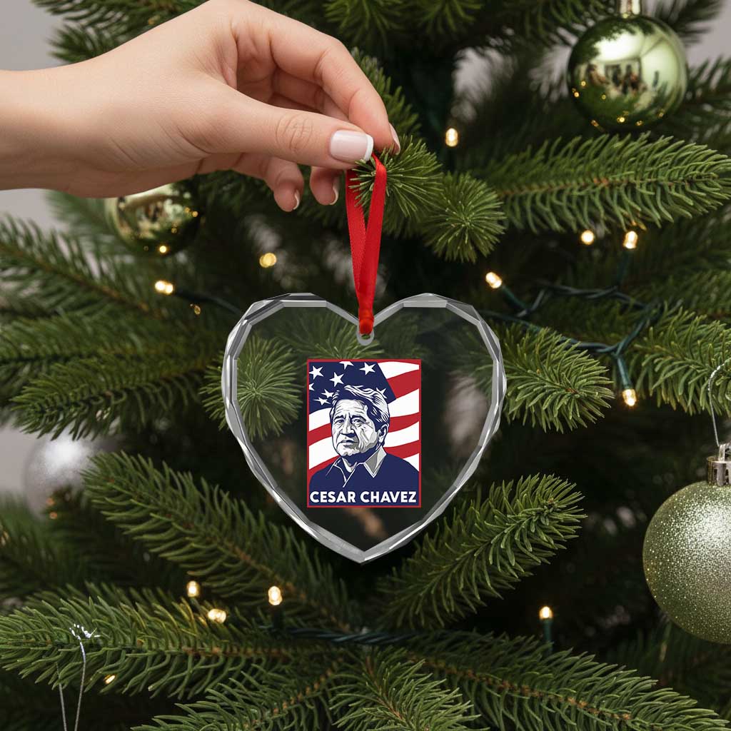Cesar Chavez Heart Crystal Glass Ornament Labor Leader Mexican American Pride TS14 Print Your Wear