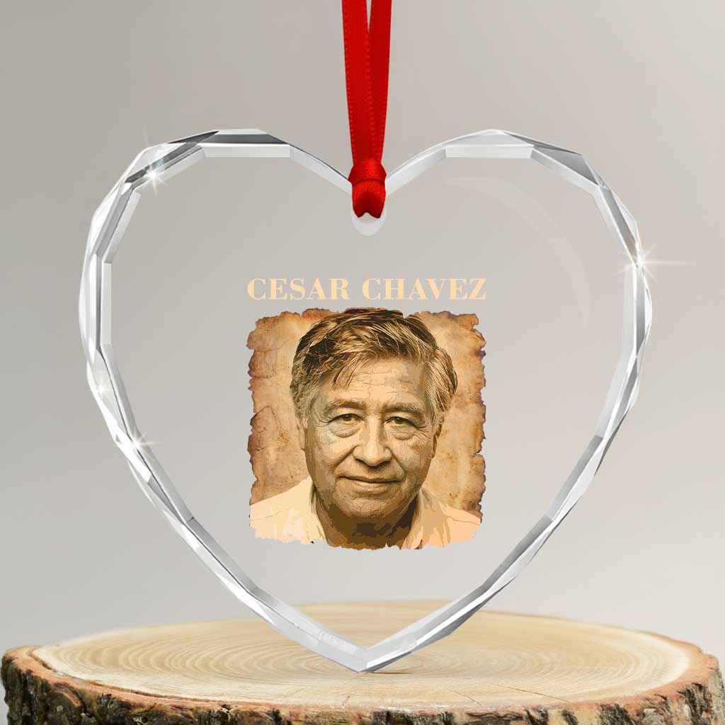 Cesar Chavez Heart Crystal Glass Ornament Mexican American Pride Latino Heritage TS14 Transparent Glass 3'' Heart Print Your Wear