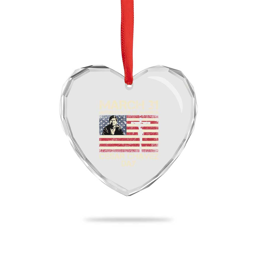 Cesar Chavez March 31 Celebration Heart Crystal Glass Ornament Christian American Flag Religious TS14 Print Your Wear