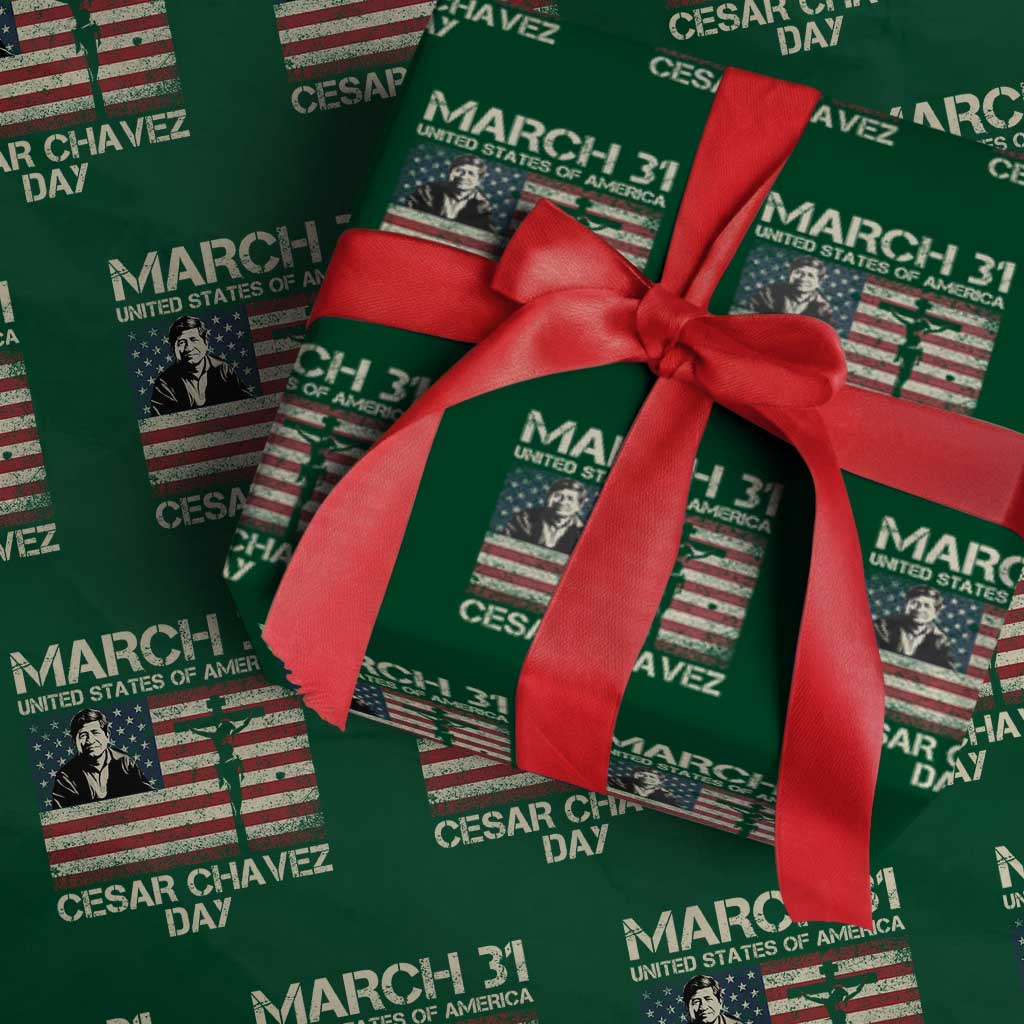 Cesar Chavez March 31 Celebration Wrapping Paper Roll Christian American Flag Religious TS14 Green Print Your Wear