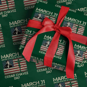 Cesar Chavez March 31 Celebration Wrapping Paper Roll Christian American Flag Religious TS14 Green Print Your Wear
