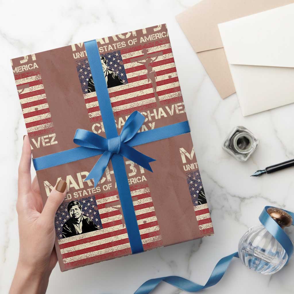 Cesar Chavez March 31 Celebration Wrapping Paper Roll Christian American Flag Religious TS14 Mocha Print Your Wear