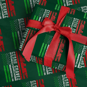 Cesar Chavez Wrapping Paper Roll American Mexican Flag Patriotic Mexico Distressed TS02 Green Print Your Wear