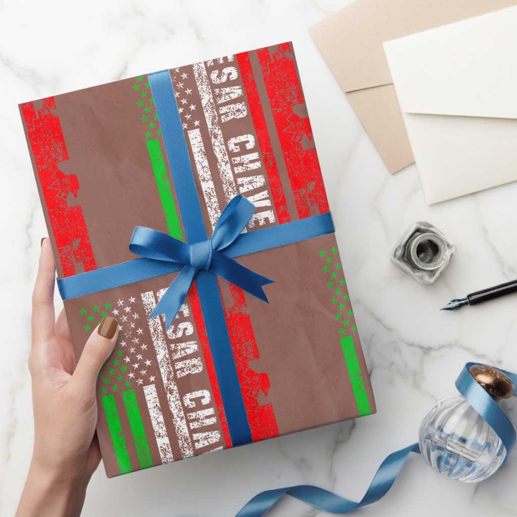 Cesar Chavez Wrapping Paper Roll American Mexican Flag Patriotic Mexico Distressed TS02 Mocha Print Your Wear