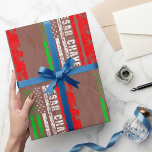 Cesar Chavez Wrapping Paper Roll American Mexican Flag Patriotic Mexico Distressed TS02 Mocha Print Your Wear