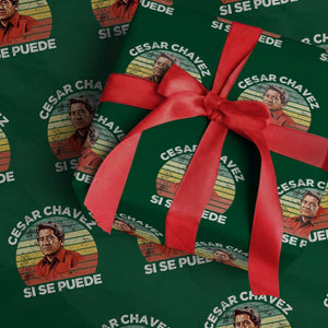 Cesar Chavez Wrapping Paper Roll Si Se Puede Mexican Hispanic Heritage Month Vintage TS02 Green Print Your Wear