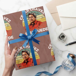 Cesar Chavez Wrapping Paper Roll Si Se Puede Mexican Hispanic Heritage Month Vintage TS02 Mocha Print Your Wear