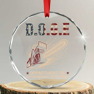 Chainsaw For Bureaucracy Crystal Glass Ornament Funny DOGE USA Flag - Print Your Wear