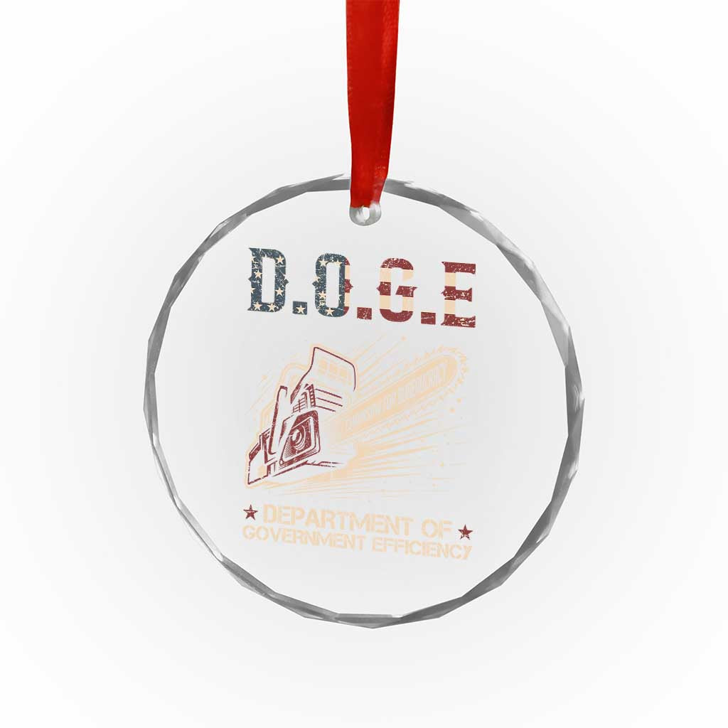 Chainsaw For Bureaucracy Crystal Glass Ornament Funny DOGE USA Flag TS02 Print Your Wear