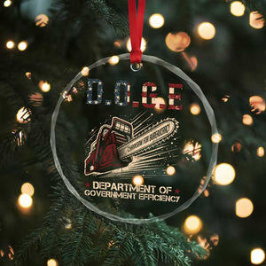 Chainsaw For Bureaucracy Crystal Glass Ornament Funny DOGE USA Flag - Print Your Wear