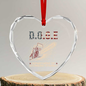 Chainsaw For Bureaucracy Heart Crystal Glass Ornament Funny DOGE USA Flag TS02 Transparent Glass 3'' Heart Print Your Wear