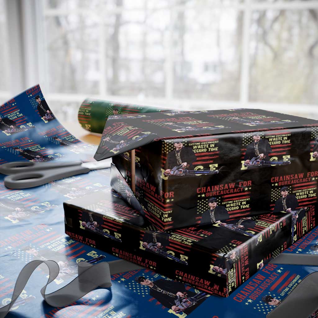 Chainsaw For Bureaucracy Wrapping Paper Roll Cutting Government Waste In Record Time DOGE TS02 Black Print Your Wear