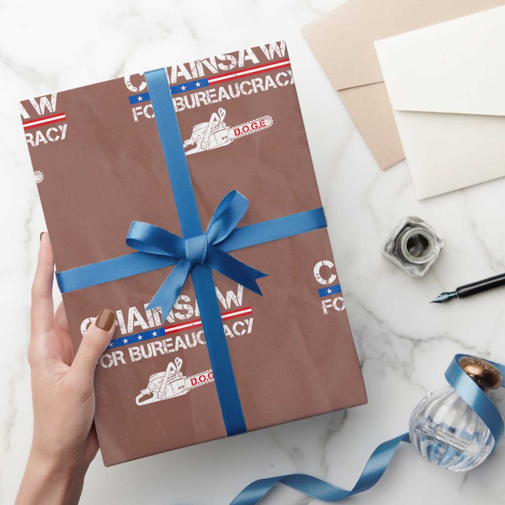Chainsaw For Bureaucracy Wrapping Paper Roll DOGE Department Of Government TS02 Mocha Print Your Wear