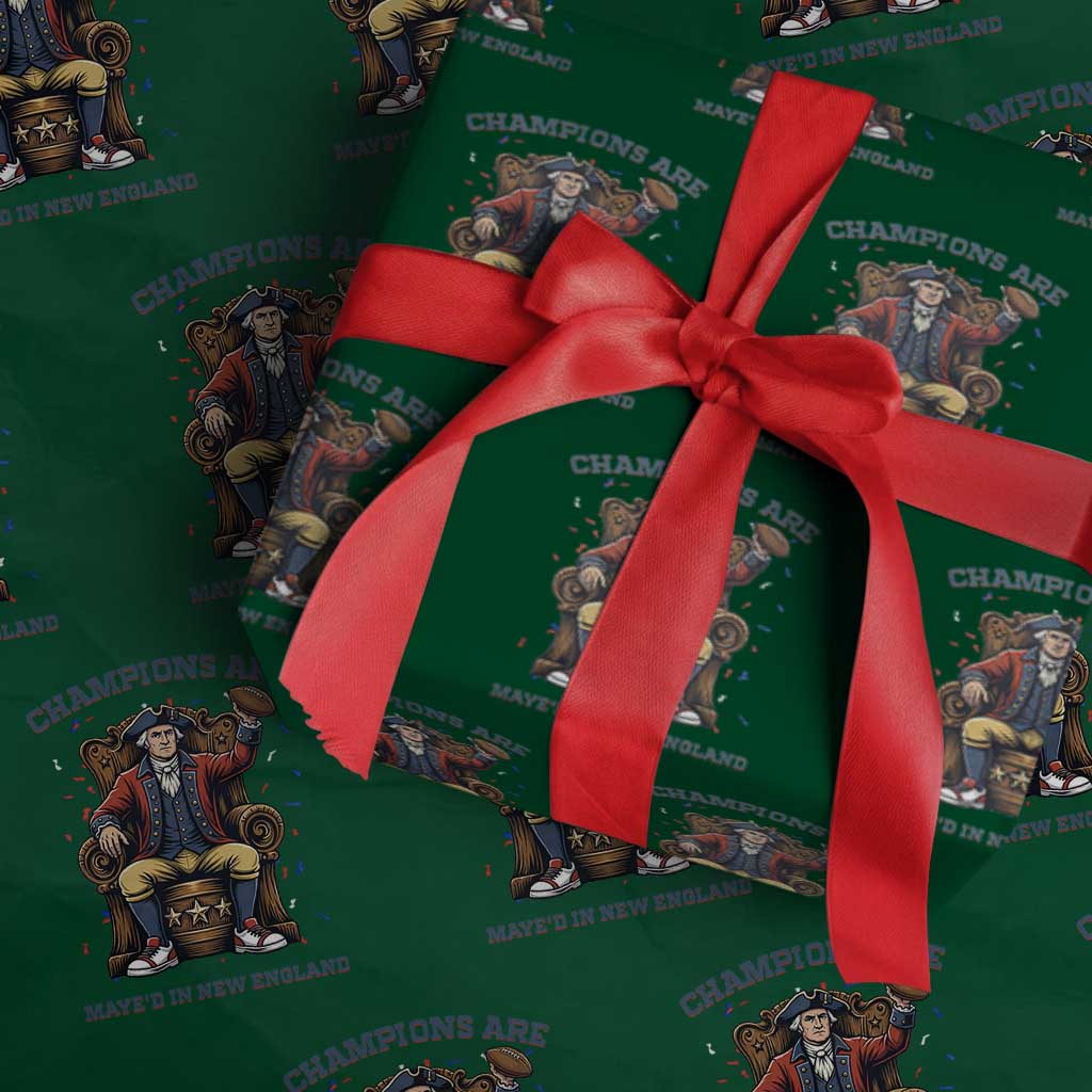 Champions Are Maye'd In NE Wrapping Paper Roll Football Quarterback Number 10 TS12 Green Print Your Wear