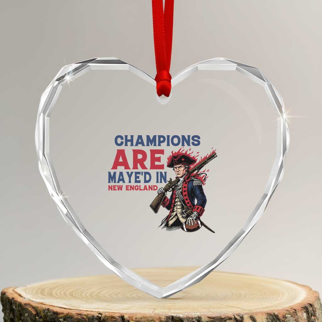 Champions Are Maye'd In NE Heart Crystal Glass Ornament Funny QB Sport Fan TS12 Transparent Glass 3'' Heart Print Your Wear