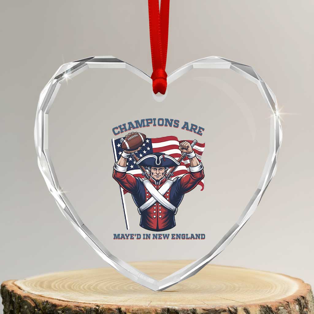 Champions Are Maye'd In New England Heart Crystal Glass Ornament Funny Quarterback Football Fan TS12 Transparent Glass 3'' Heart Print Your Wear